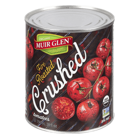 Muir Glen Canada Fire Roasted Crushed Tomatoes, front of can.